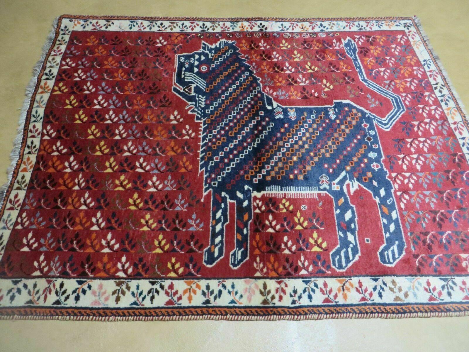 4' X 5' Lion Handmade Wool Rug Zagross Mountains Wool Southeastern Turkey #35 - Jewel Rugs