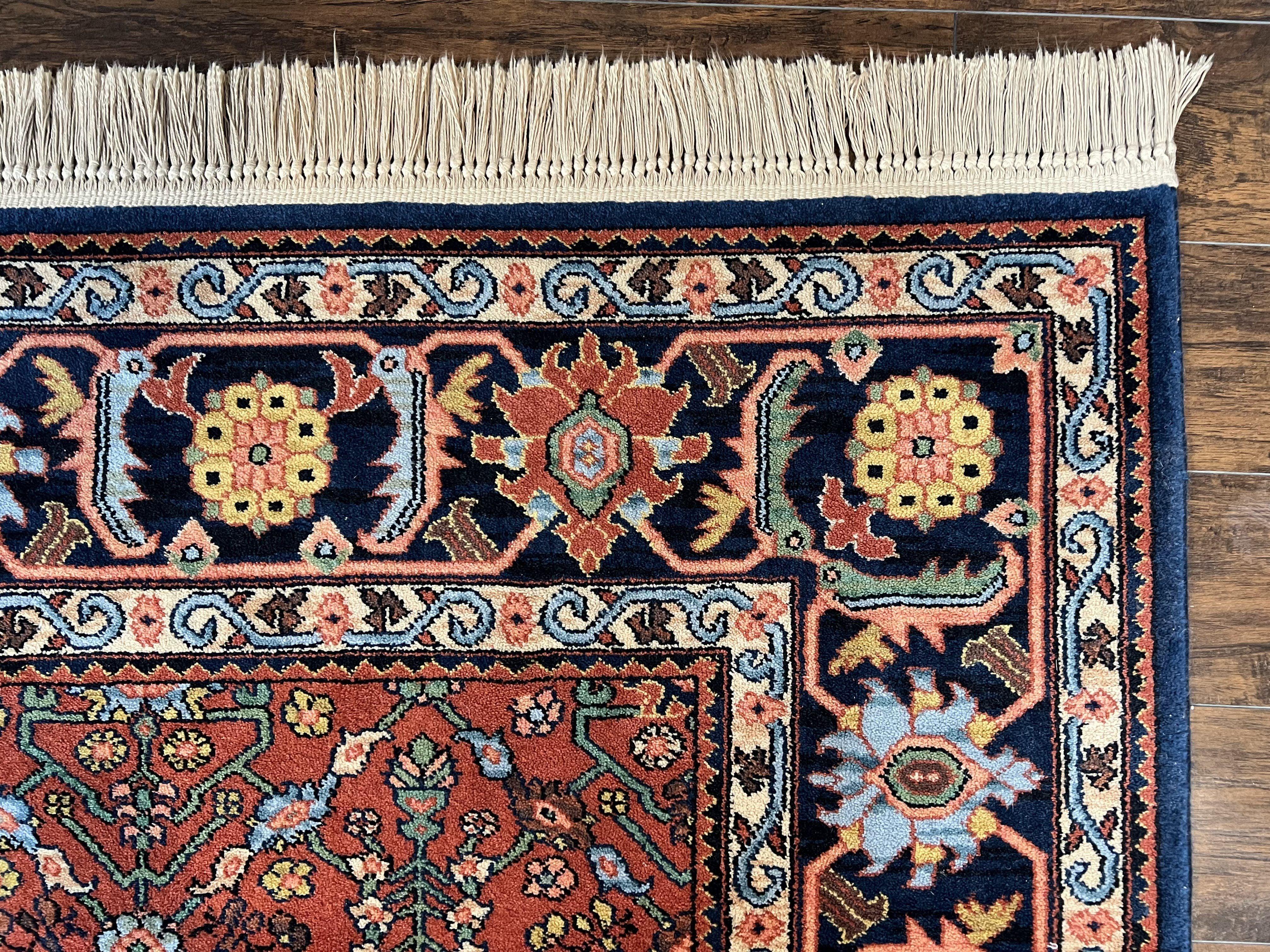 Karastan Serapi Rug 729 Wool Karastan Carpet 8.8 x 12, Vintage Area Rug, Original Karastan Collection, 700 Series, Red Blue Allover Design - Jewel Rugs