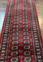 Turkoman Runner Long Wool Rug 2' 8" x 19' 8" Vintage Runner Rug, Hallway Rug, Bokhara Runner, Red Turkmen Rug, Wool Bukhara Runner 19ft 20ft - Jewel Rugs