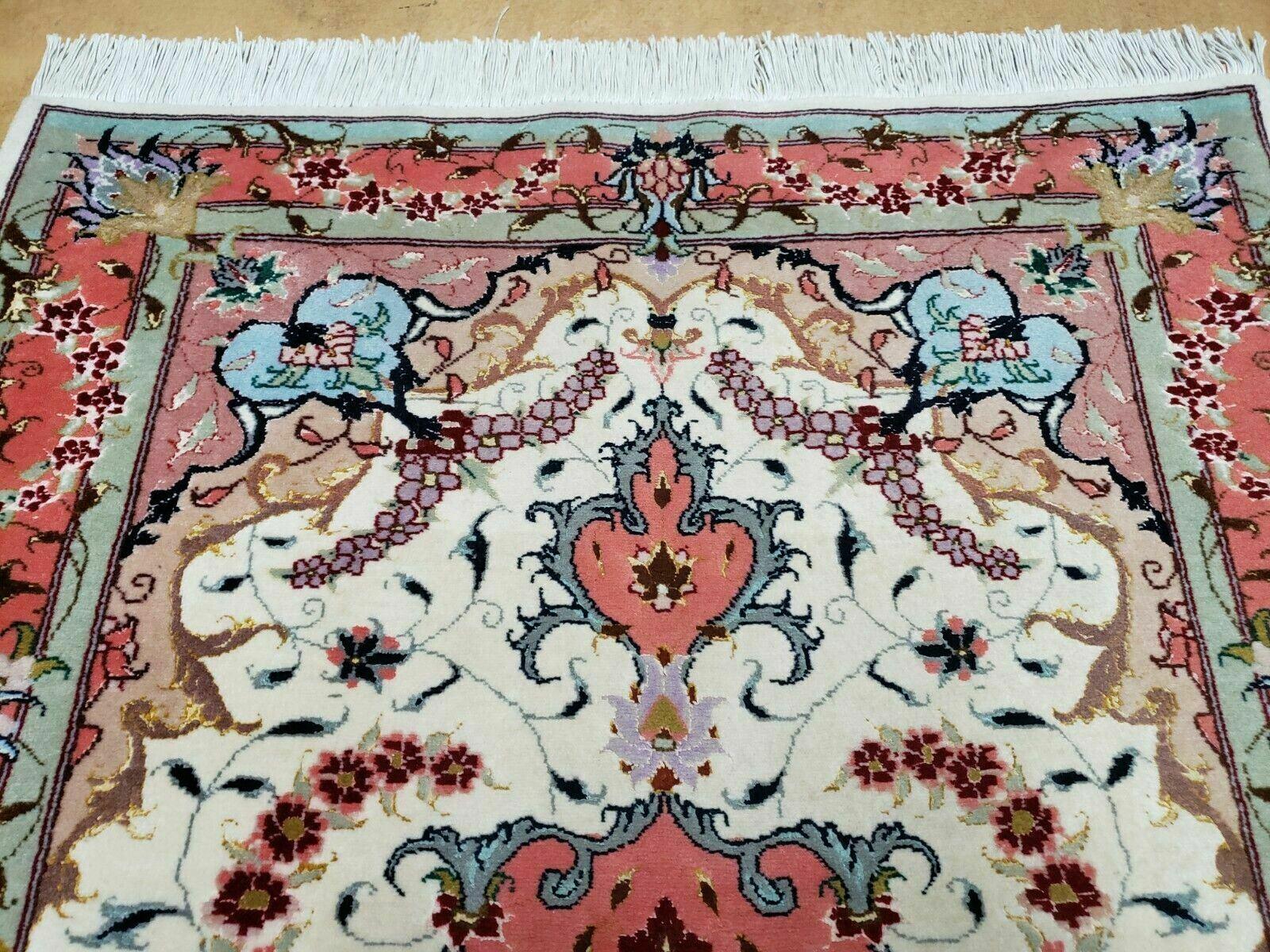 3' X 4' Vintage Handmade Persian Tabriz Wool Rug SILK ACCENTS Nice - Jewel Rugs