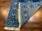 Vintage Moroccan Rug 5.6 x 7.6, Blue and Ivory Area Rug, Hand-Knotted Oriental Carpet, Geometric Medallion Open Field, Soft Wool Rug, Nice - Jewel Rugs