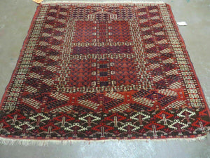 4' X 4' Antique Handmade Fine Tekkeh Turkoman Engsi Hatchli 4 Seasons Wool Rug - Jewel Rugs