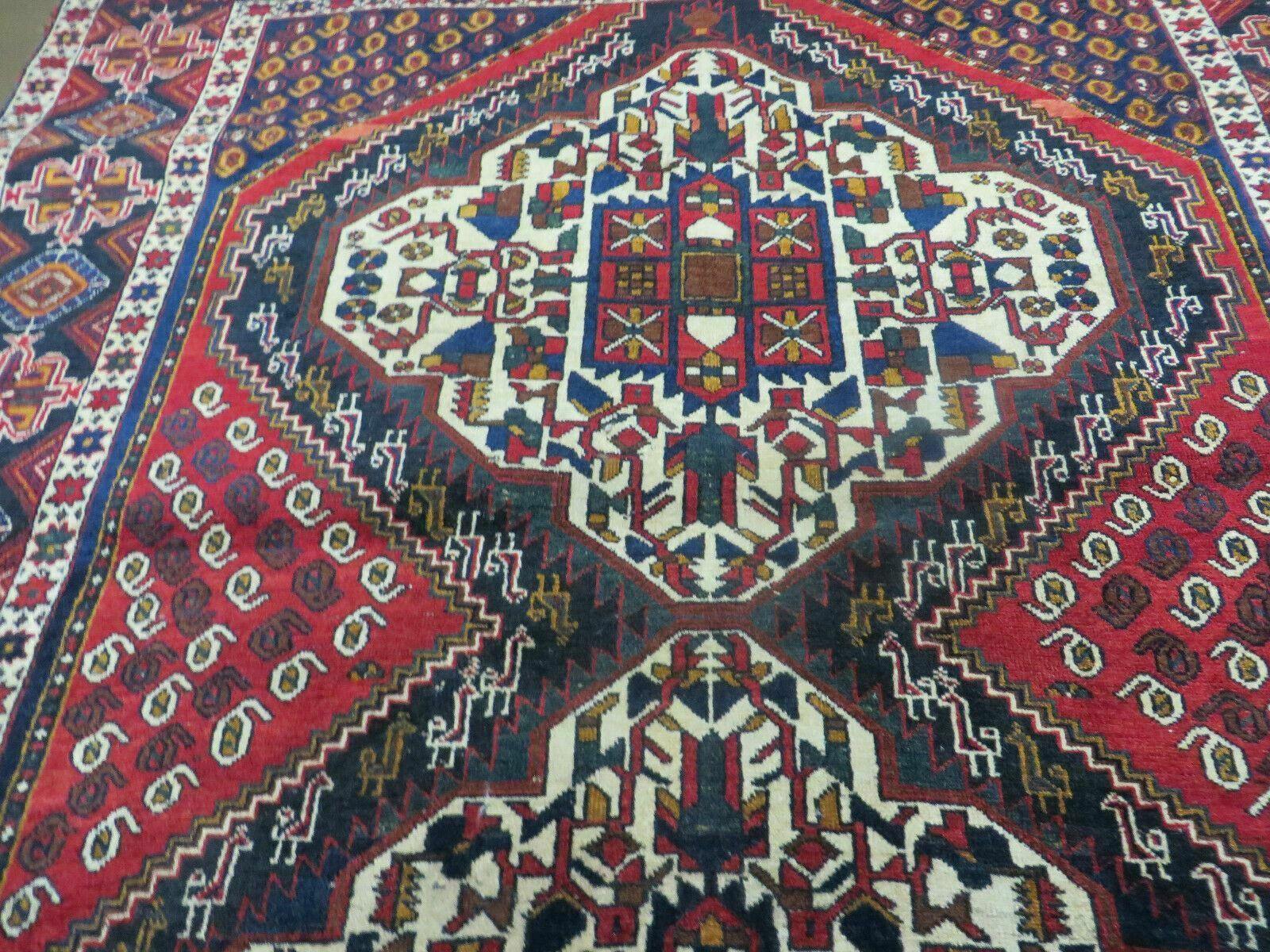 4' X 5.5' Vintage Handmade Turkish Tribal Wool Rug Medallion Nice - Jewel Rugs