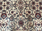 Beautiful Persian Sarouk Rug 10x14, Wool Hand-Knotted Ivory Antique Oriental Carpet 10 x 14, Ivory/Cream Red Blue, 1940s, Top Quality Fine Handmade - Jewel Rugs