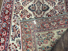 Vintage Persian Sarouk Carpet 4.2 x 6.8, Light Colored Field, Wool Persian Rug 4x7, Hand-Knotted Rug, Allover Floral Pattern, Cream Red Blue, Nice - Jewel Rugs