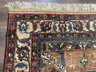 Unique Afghan Silk Rug 4x6, Hunting Pattern Animal Motifs, Light Brown and Cream, Persian Handwritten Poetry, Fine 1940s Oriental Carpet Wow - Jewel Rugs