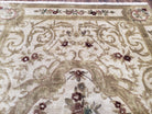 Vintage Nepali Tibetan Aubusson Rug 6x9, Wool Hand-Knotted Cream Beige Carpet, Leaves & Floral Pattern 6 x 9 Soft Area Rug Home Office Rug - Jewel Rugs