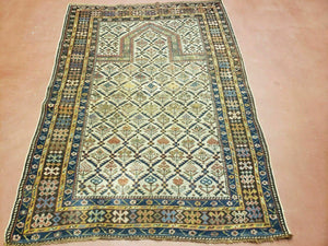 3' 7" X 5' Antique Handmade Caucasian Shirvan Wool Prayer Rug Dagestan - Jewel Rugs