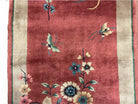 3' X 5' Vintage Handmade Art Deco Chinese Rug Wool Rug Peking Flower Floral Red - Jewel Rugs