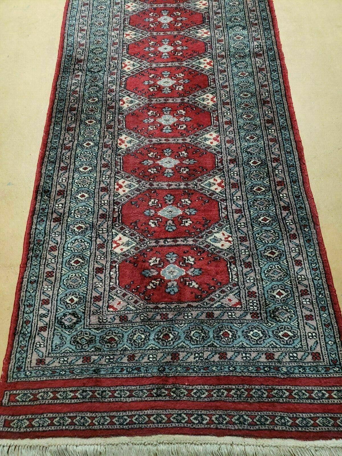 2' 8" X 9' 4" Vintage Handmade Bokhara Turkoman Pakistani Wool Runner Rug Nice - Jewel Rugs