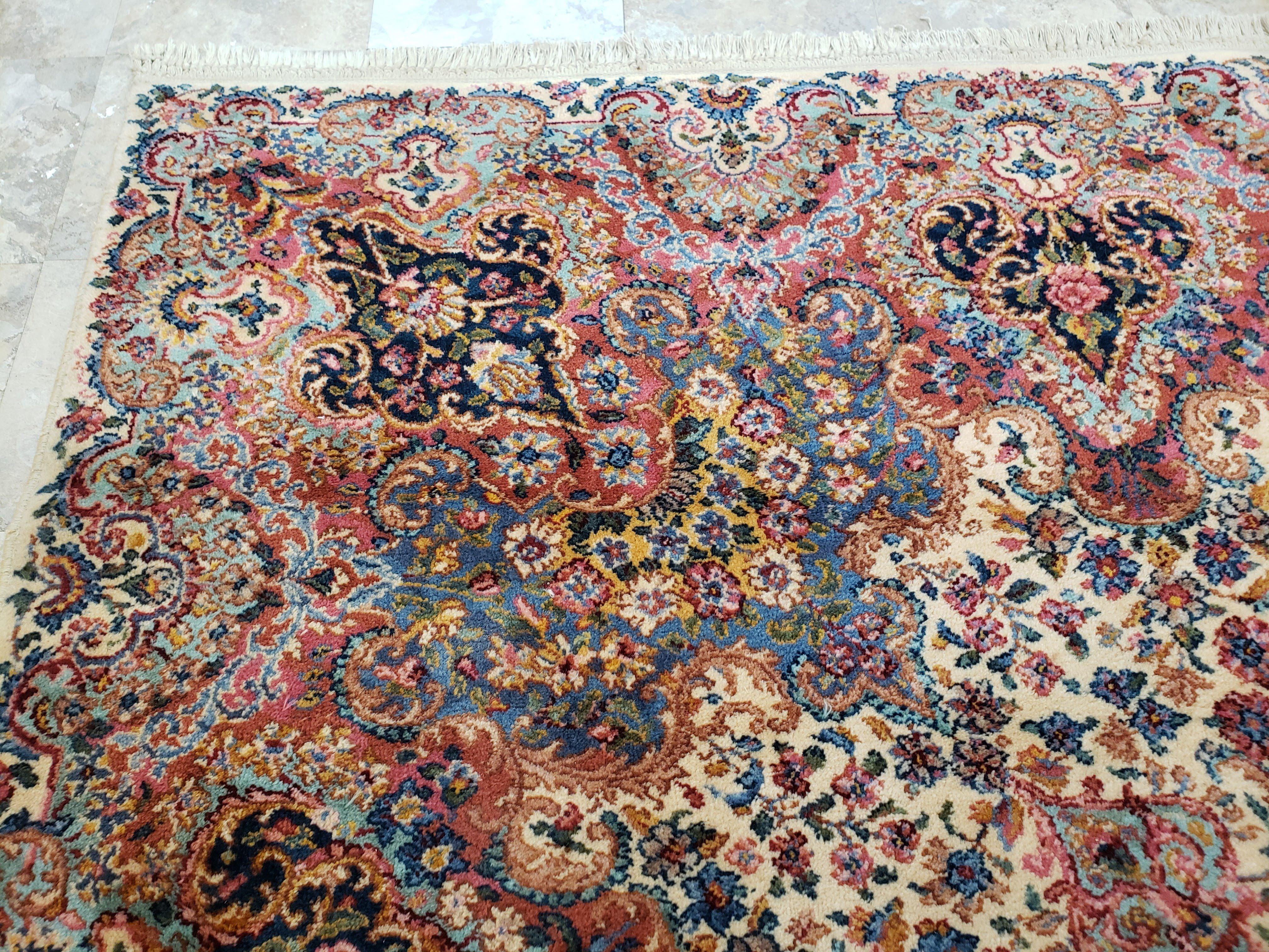 Karastan Kirman Rug, Karastan Floral Kirman #742, Wool Karastan Carpet, Vintage Karastan Area Rug, Original Karastan Rug, Large, 8'7" x 15' - Jewel Rugs