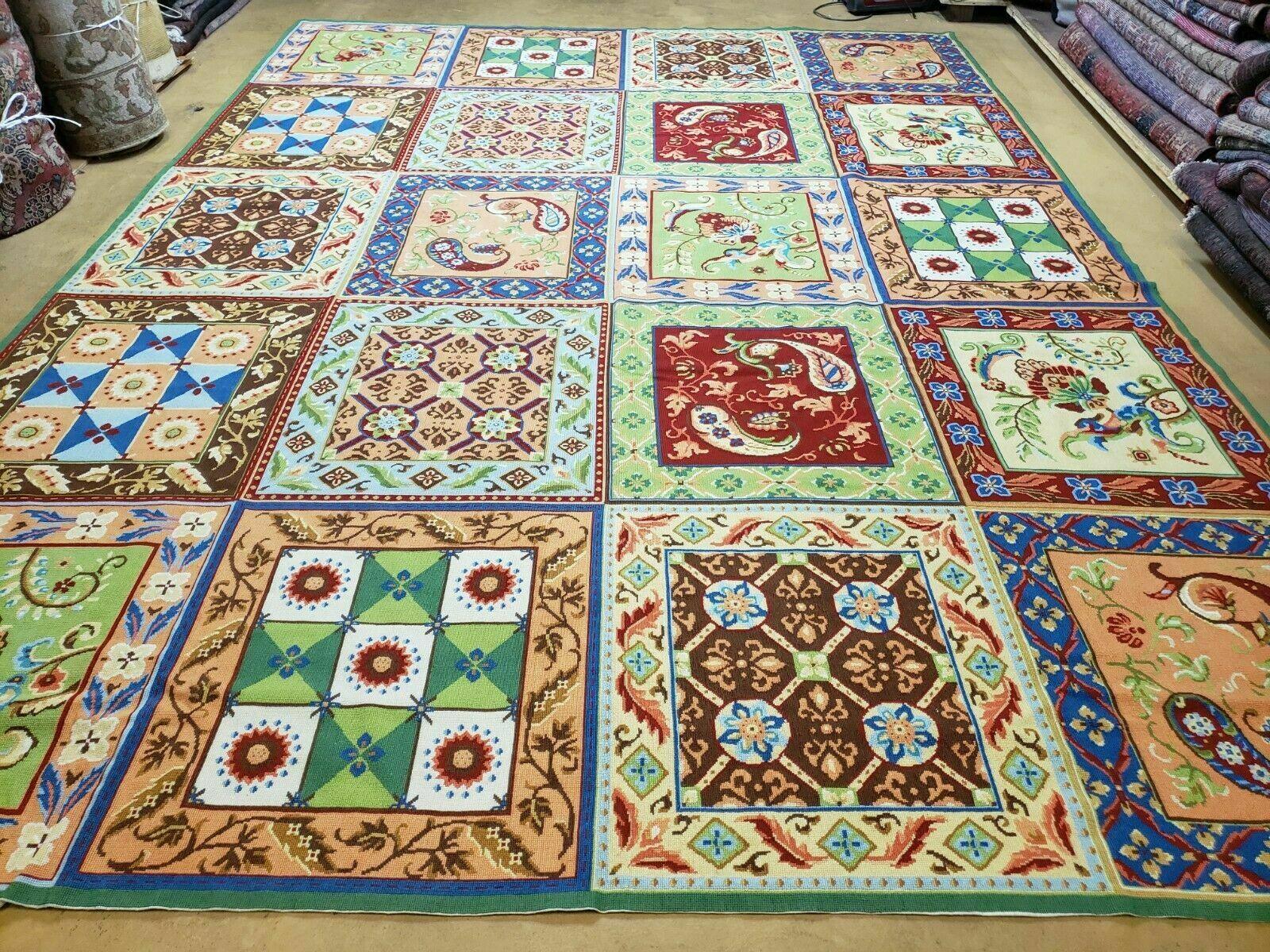 8' X 11' Handmade Chinese English Design Needlepoint Wool Rug Flat Weave Beauty - Jewel Rugs