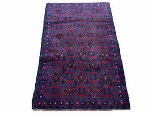 3x5 New Vintage Handmade Tribal Wool Rug Balouchi Rug Afghan Rug Red Blue Nice - Jewel Rugs
