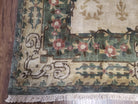 Vintage Nepalese Aubusson Area Rug 6x9, Hand-Knotted Beige & Green Tibetan Carpet, Soft Plush Pile, 6 x 9 European Design Rug - Jewel Rugs