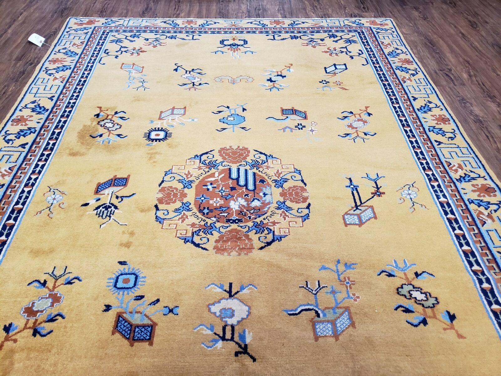 6' X 9' Antique Handmade Art Deco Nichols Peking Chinese Rug Carpet Gold Blue - Jewel Rugs