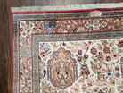 Vintage Persian Silk Qum Ghom Rug, Signature from Master Weaver, Animal Motifs, Very Fine, Hand-Knotted, 3'5" x 5' - Jewel Rugs