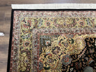 Stunning Sino Persian Rug 8x10, Elegant High Quality Handmade Wool Vintage Oriental Carpet, Medallion with Corner Design, Floral, Black Tan - Jewel Rugs