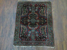 2' X 2.5' Antique Handmade Indian Floral Wool Rug Mat Red - Jewel Rugs