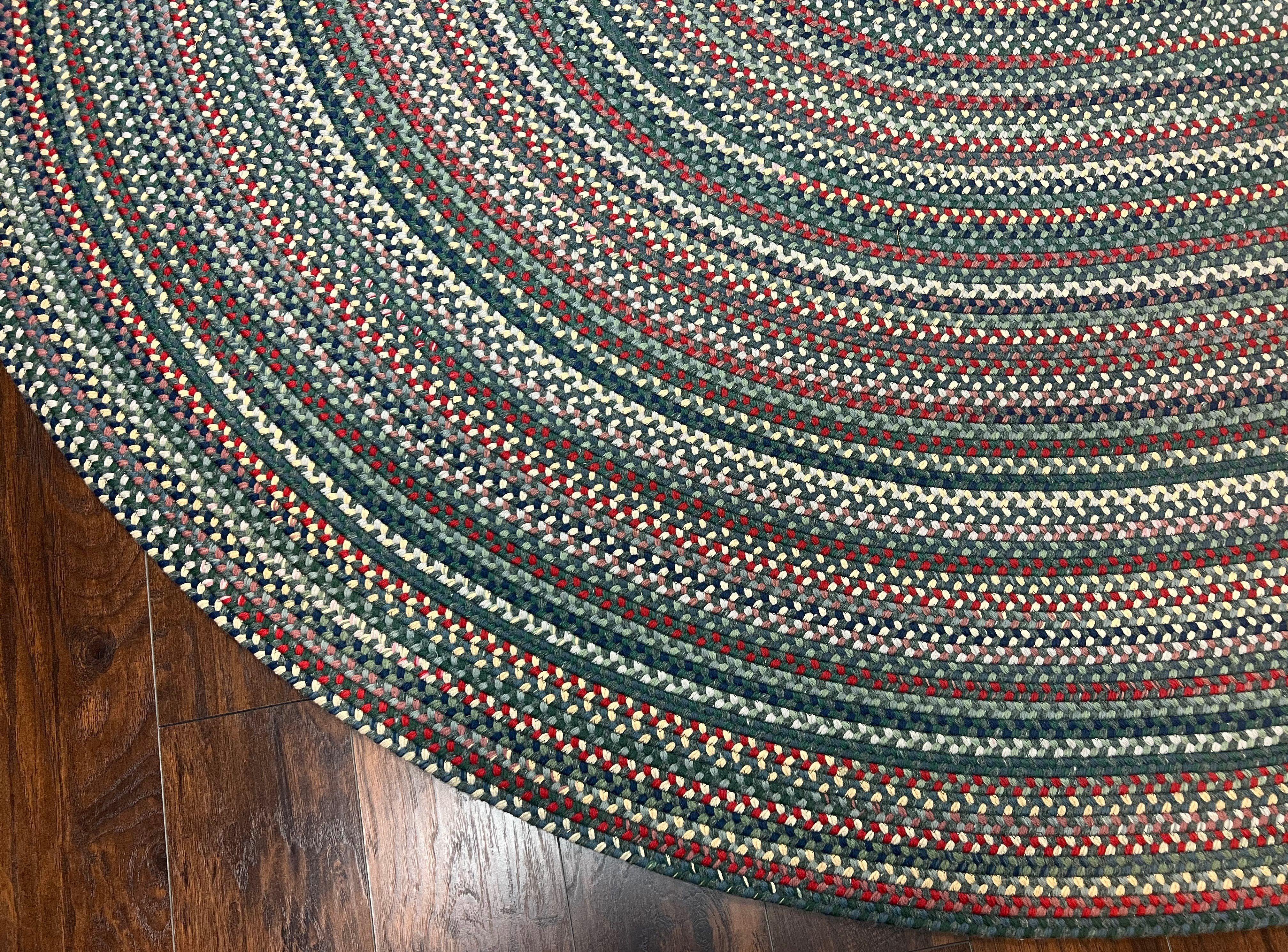 Large American Braided Oval Rug 9x12, Multicolor Braided Oval Carpet, Vintage Braided Rug - Jewel Rugs