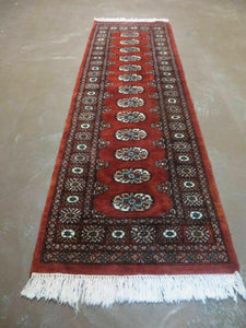 2' 5" X 7' 6" Vintage Handmade Bokhara Turkoman Pakistani Red Wool Runner Rug Nice - Jewel Rugs