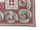 Traditional Aubusson Needlepoint Rug 9 x 12, Flowers, Flatweave Carpet, Hand-Knotted, Brand New, Cream Color, Green, Maroon Red, Wool - Jewel Rugs