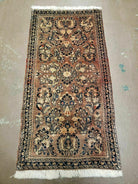 2' X 4' Antique Handmade Sarouk Floral Wool Rug Blue Organic Vegetable Dye Nice - Jewel Rugs