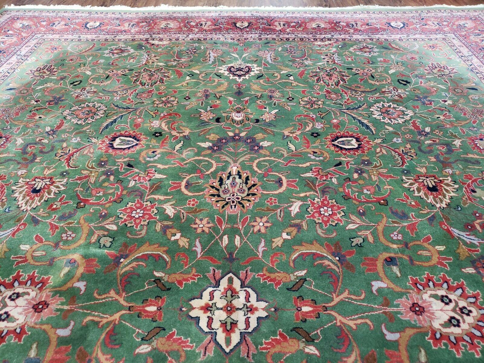 9' X 12' Handmade Oriental Floral Allover Afshan Wool Rug Hand Knotted Green Red - Jewel Rugs