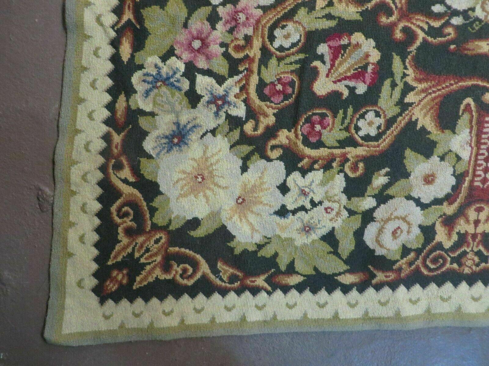 10' X 13' Handmade English Pattern Needlepoint Wool Floral Rug Carpet - Jewel Rugs