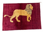 3.5 X 5 Handmade Rug Vintage New Rug Quality Wool Lion Red Veggy Dyes Pictorial - Jewel Rugs