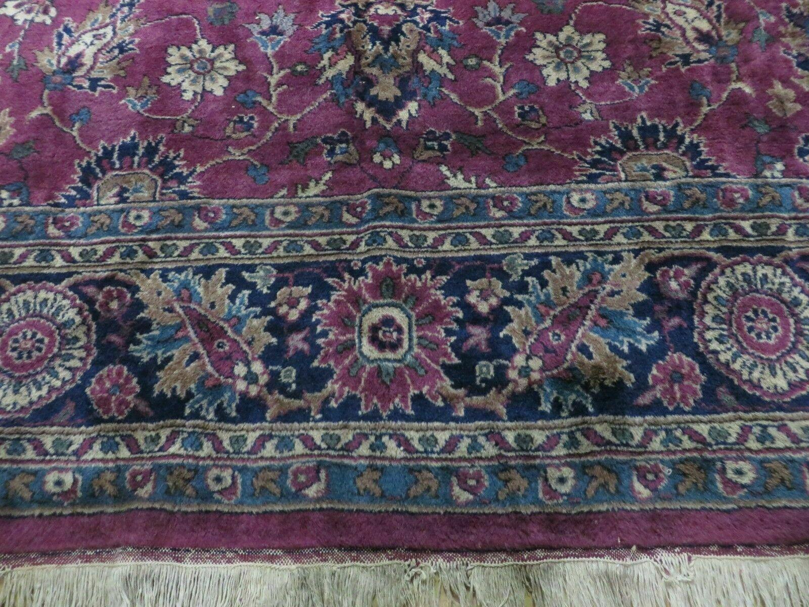 8' X 10' Antique Handmade Larastan Indian Wool Rug Carpet Wine Red Nice - Jewel Rugs