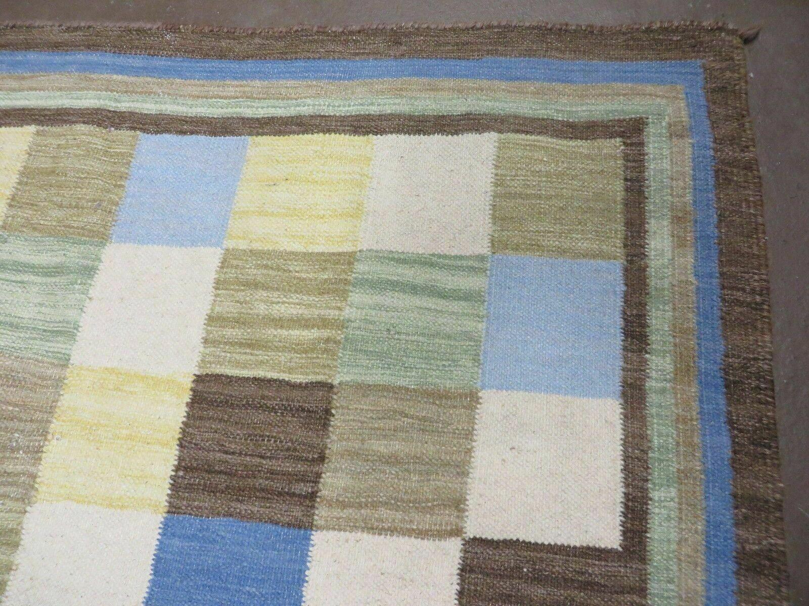 5' X 8' Hand-knotted Kilim Dhurrie Wool Cotton Rug Flat Weave Carpet Checkered Pattern Colorful Multicolor - Jewel Rugs