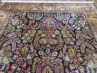 Vintage Persian Silk Qum Dark Blue Rug, Hand-Knotted, 6' x 9'7" - Jewel Rugs