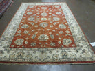 6' X 9' Vintage Fine Handmade Peshawar Agra Chobi Wool Rug Vegy Dye Tomato Nice - Jewel Rugs