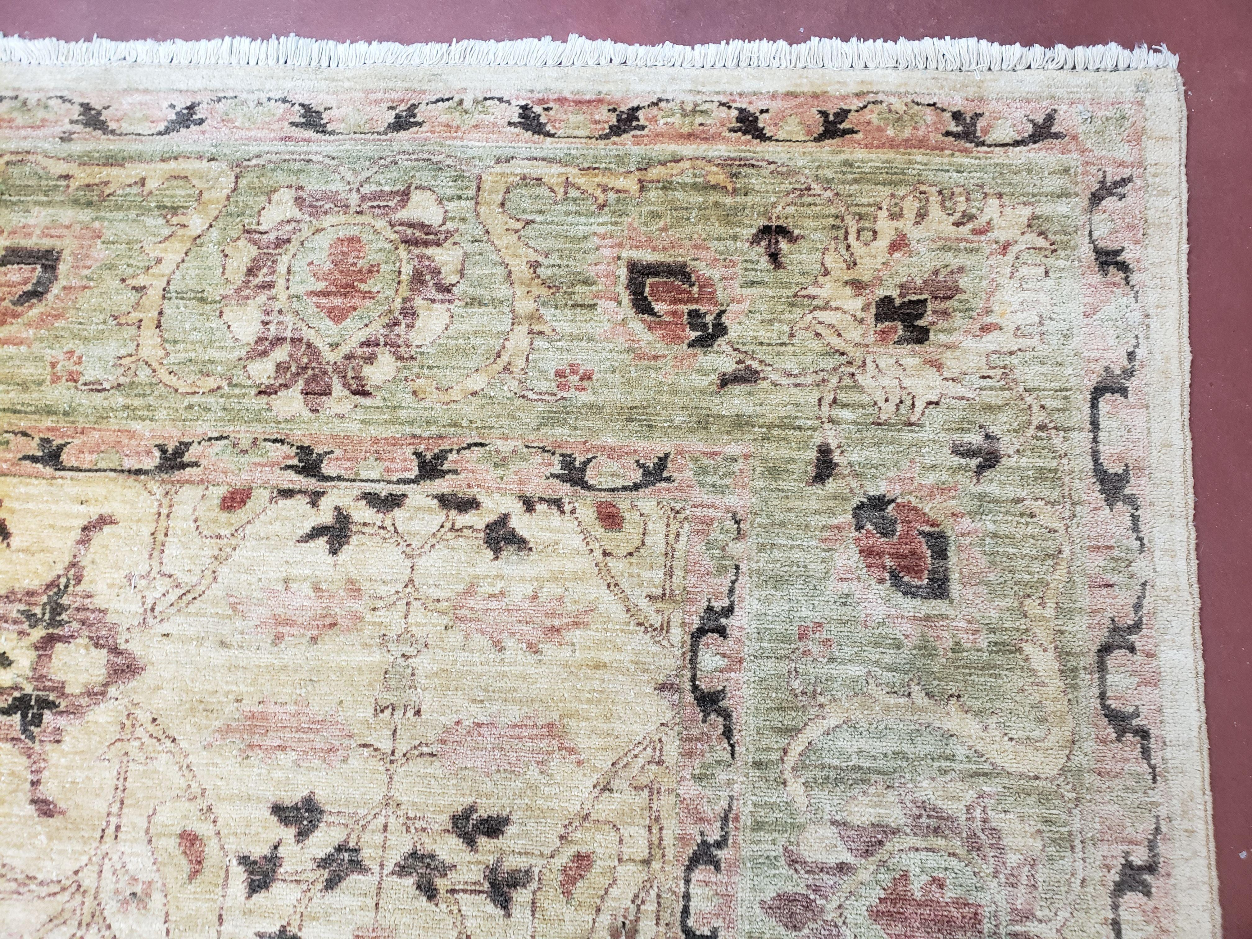 Vintage Peshawar Area Rug 8'4" x 9'7", Room Sized Peshavar Wool Oriental Carpet, Ivory/Beige & Dark Violet, Farmhouse Rug, Haji Jalil Design - Jewel Rugs