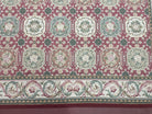 9x9 Square Rug Hand Knotted, Needlepoint Aubusson Carpet, Blush Red, Beige, Green, New, Mint Condition Area Rug, English European Design - Jewel Rugs