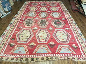 8' X 12' Vintage Turkish Kilim Handmade Flat Weave Wool Rug Veg Dyes - Jewel Rugs