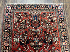 Persian Sarouk Rug 2.7 x 6.6, Antique Oriental Carpet, Short Runner Rug, Floral Rug, Red Dark Blue Cream, Hand-Knotted, High Quality, Authentic Wow - Jewel Rugs