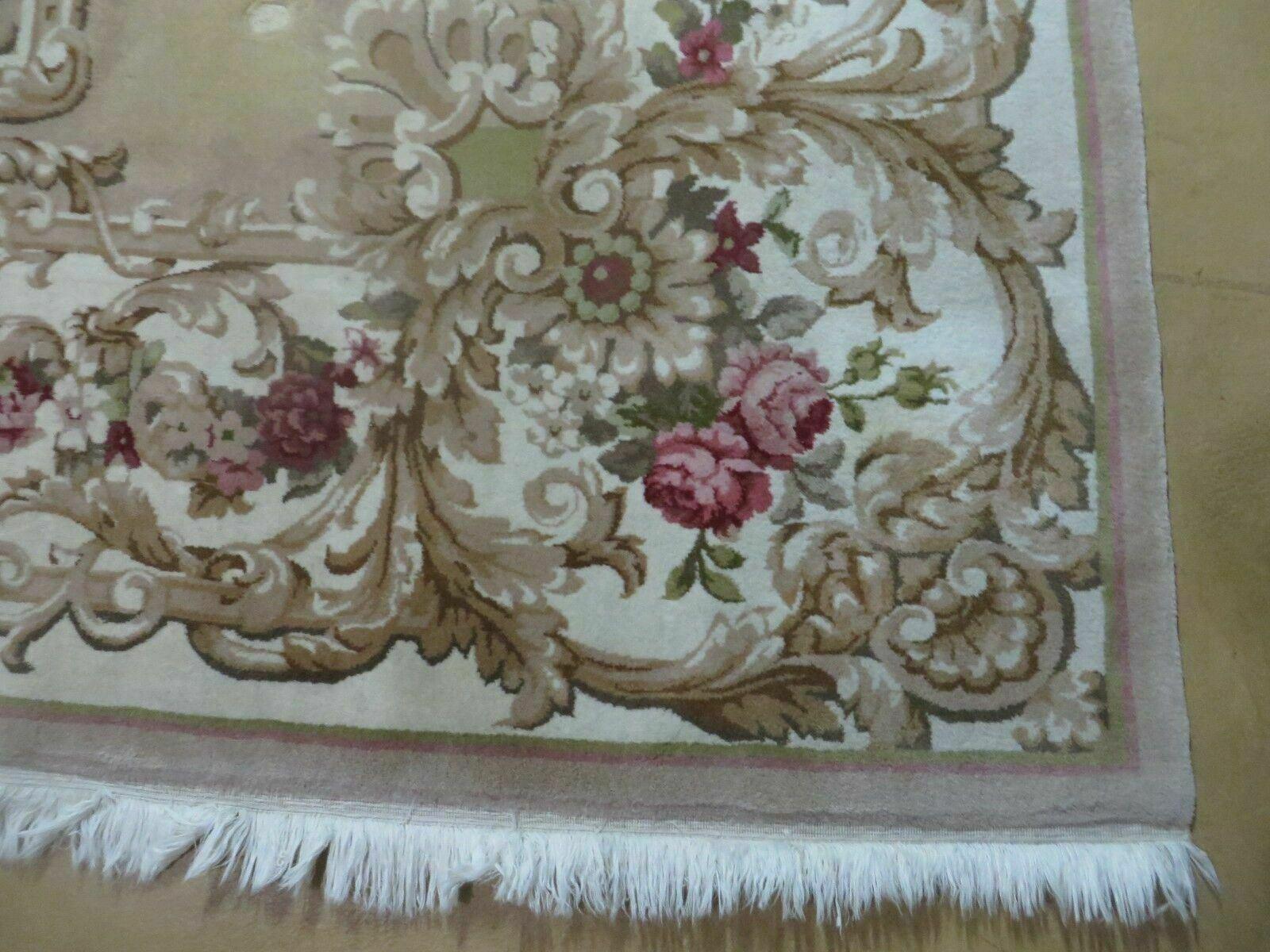 8' X 10' Vintage Chinese Handmade Wool Rug Aubusson Savonnerie Design Nice - Jewel Rugs