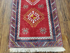 Vintage Turkish Kazak Rug 2.5 x 5 Red Wool Carpet Medallions Runner Geometric - Jewel Rugs