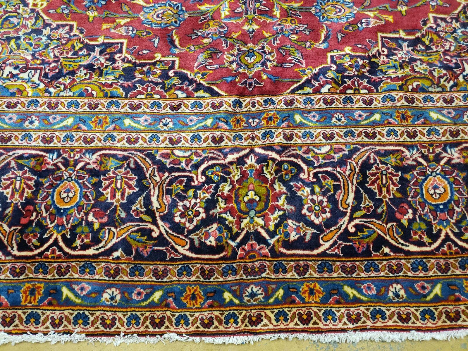 9' 6" X 13' 4" Antique Authentic Oriental Handmade Vegetable Dye Floral Area Rug Red Xlarge Allover Floral Top Quality - Jewel Rugs