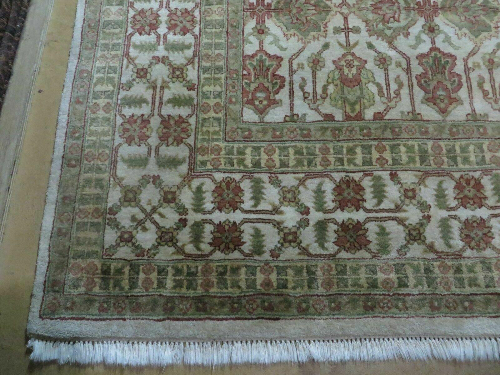 8' 5" X 12' Handmade India Agra Floral Oriental Wool Rug Tea Washed Carpet Nice - Jewel Rugs