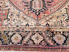 Large Antique Persian Heriz Serapi Rug, Hand-Knotted, Wool, Salmon Red, 9'7" x 13' 3" - Jewel Rugs