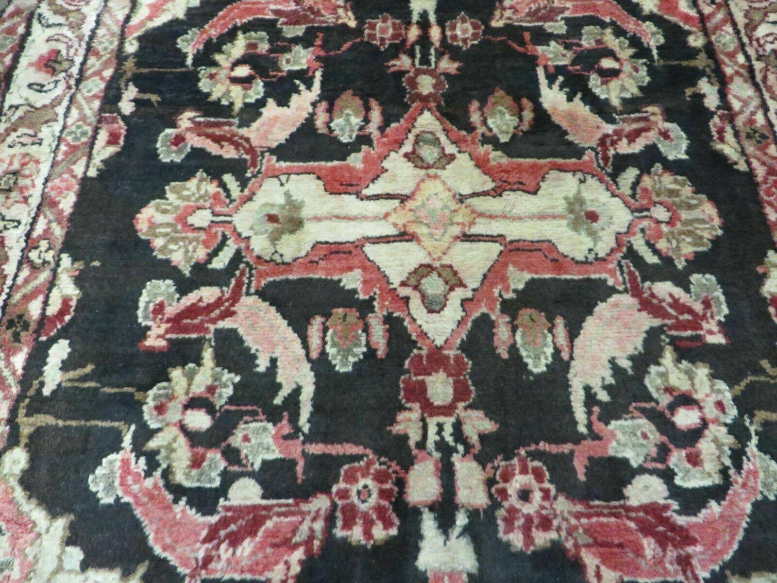 3' 9" X 10' Antique Handmade Turkish Wool Runner Rug Black Nice - Jewel Rugs