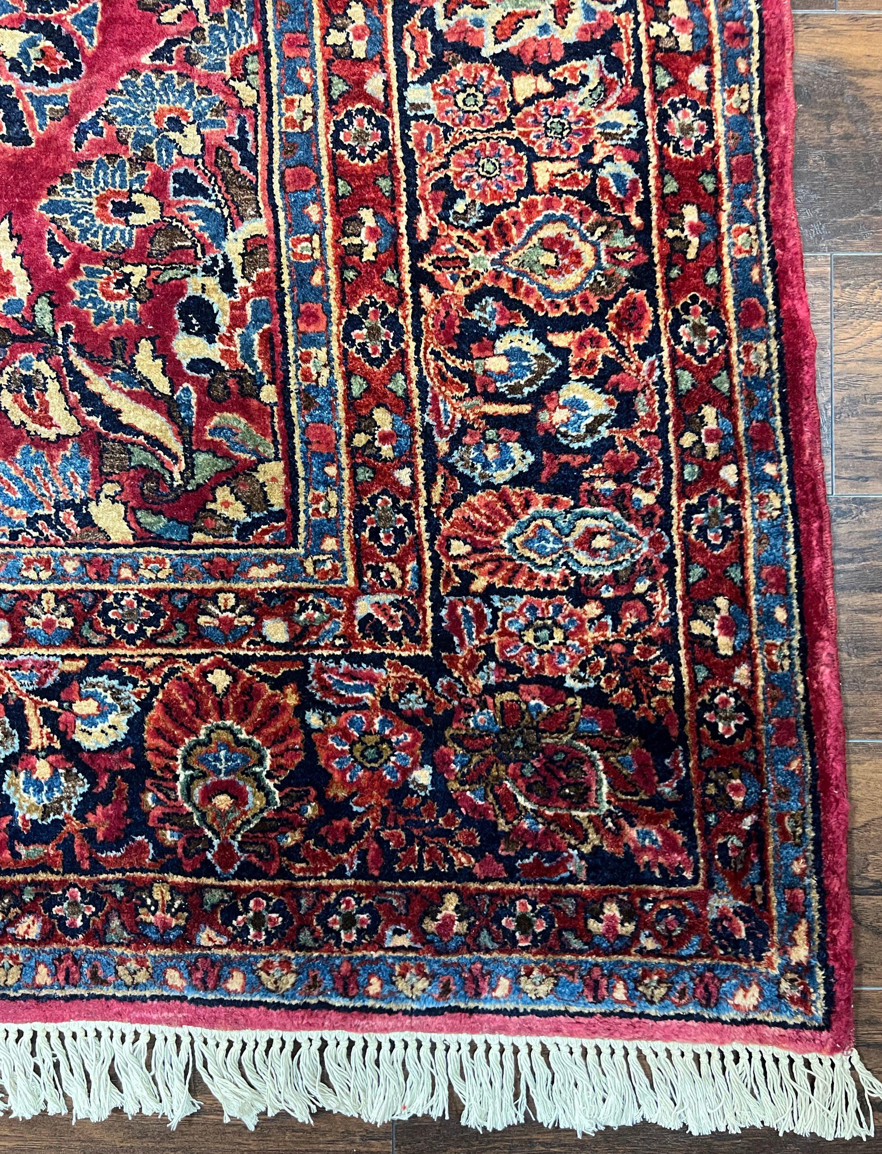 Persian Sarouk Rug 8x12, 1920s Antique Red Persian Carpet, Floral Allover Handmade Wool Oriental Rug, Room Sized Rug, Traditional Living Room Rug - Jewel Rugs