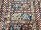 3' 4" X 4' 11" Antique Handmade Shirvan Kazak Caucasian Wool Rug Colorful - Jewel Rugs