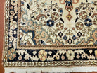 Small Persian Rug 2.4 x 3, Tiny Persian Sarouk Carpet, Cream Navy Blue, Floral Medallion, Vintage Wool Rug, Handmade Hand-Knotted Oriental Rug - Jewel Rugs