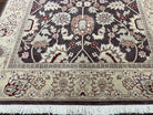 Vintage Indo Mahal Area Rug 6x9, Indian Persian Oriental Carpet 6 x 9, Puce Eggplant Tan Beige Rug, Hand-Knotted, Large Floral Design Wool - Jewel Rugs