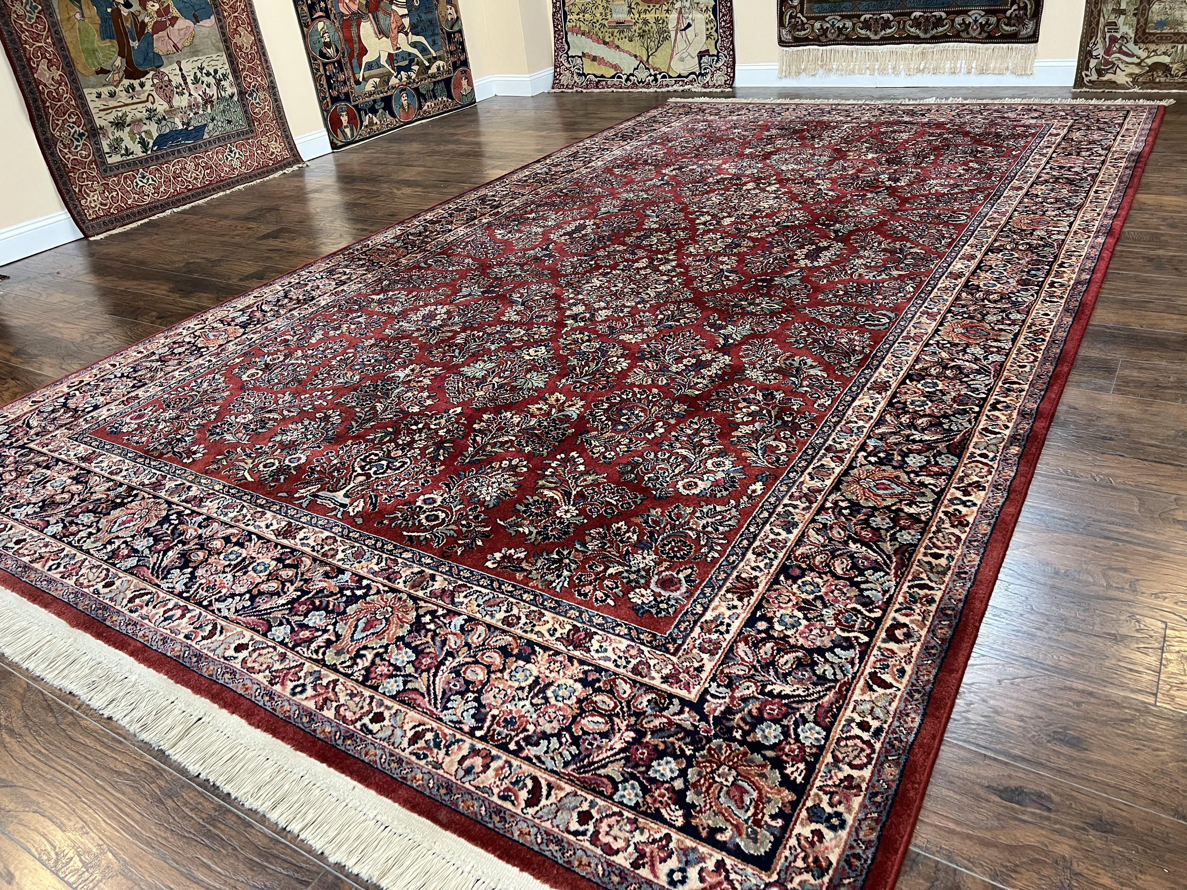 Karastan Rug Sarouk #785, Large Wool Karastan Carpet 8.8 x 15 ft, Original Collection 700 Series, Discontinued Vintage Karastan Rugs, Red - Jewel Rugs