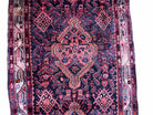 4 X 10 Antique Handmade Wool Tribal Runner Rug Geometric Organic Dyes Blue Red - Jewel Rugs