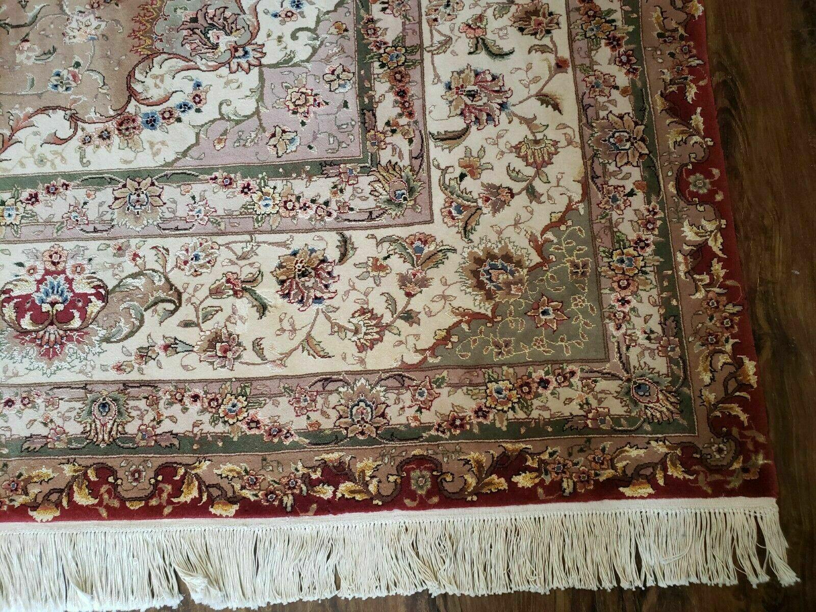 10' X 14' Handmade Fine Wool Rug Carpet Silk Accent Floral Dome Medallion Red Wow - Jewel Rugs